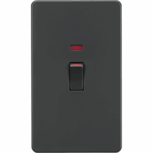 Knightsbridge Anthracite 45A DP Switch with Neon (2G size)