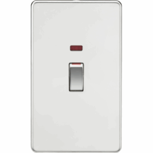 Knightsbridge Screwless Polished Chrome 45A DP Switch with Neon (2G size)