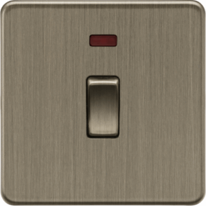 Knightsbridge Screwless Antique Brass 20A 1G DP Switch with Neon