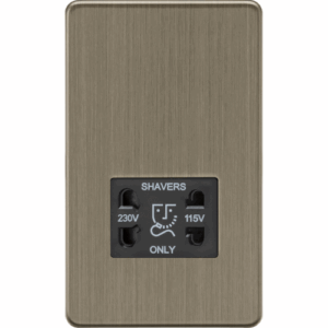 Knightsbridge Antique Brass 115V/230V Dual Voltage Shaver Socket