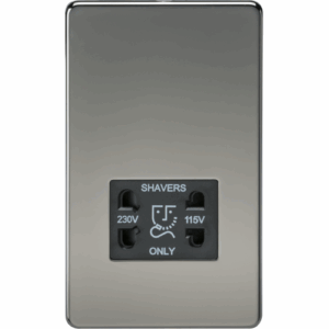 Knightsbridge Black Nickel 115V/230V Dual Voltage Shaver Socket with Insert