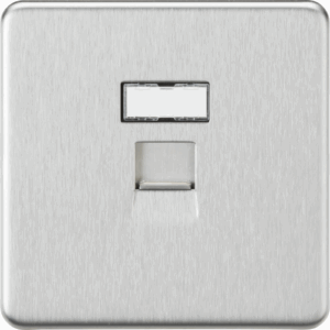 Knightsbridge Screwless Brushed Chrome UTP CAT6a RJ45 Network Outlet