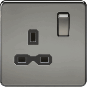 Knightsbridge Black Nickel 13A 1G DP Switched Socket with Insert