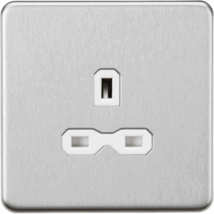 Knightsbridge Screwless Brushed Chrome 13A 1G Unswitched Socket White Insert