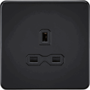 Knightsbridge Matt Black 13A 1G Unswitched Socket with Insert