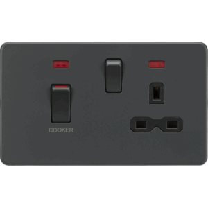 Knightsbridge Anthracite 45A DP Switch & 13A Socket with Neons
