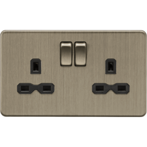 Knightsbridge Antique Brass 13A 2G DP Switched Socket