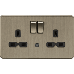 Knightsbridge Antique Brass 13A 2G DP switched socket with night light function