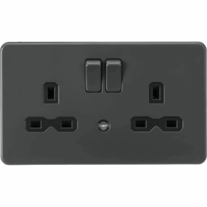 Knightsbridge Anthracite 13A 2G DP Switched Socket with Photocell Nightlight Function with Insert