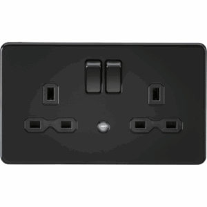 Knightsbridge Matt Black 13A 2G DP Switched Socket with Photocell Nightlight Function with Insert