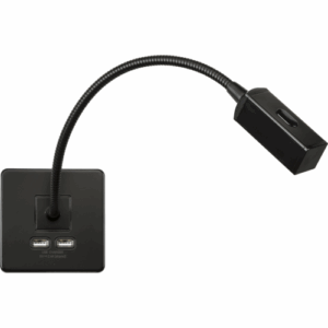 Knightsbridge Matt Black 230V LED Dimmable Reading Light with Dual USB A+A (5V DC 2.4A shared)