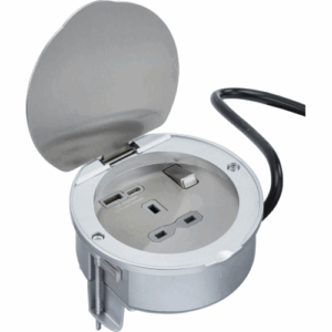 Knightsbridge Stainless Steel Recessed 13A 1G Socket with Dual USB A+C [5V DC 4.0A shared]
