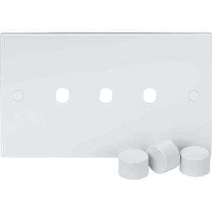 Knightsbridge White 3G Dimmer Plate with Matching Dimmer Caps