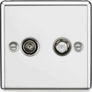 Knightsbridge Polished Chrome TV & SAT TV Outlet (isolated)