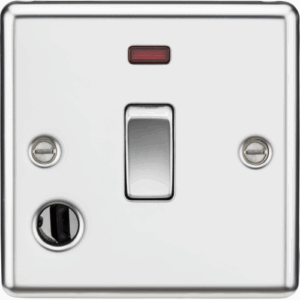 Knightsbridge Polished Chrome 20A 1G DP Switch with Neon & Flex Outlet