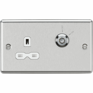 Knightsbridge Brushed Chrome 13A DP Key Lockable Socket (2G Plate) with Insert
