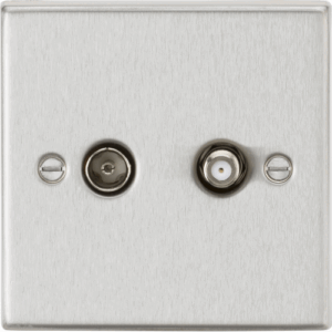 Knightsbridge Brushed Chrome TV & SAT TV Outlet (isolated)
