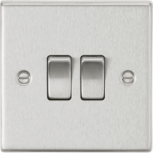 Knightsbridge Brushed Chrome 10AX 2G 2-way Plate Switch