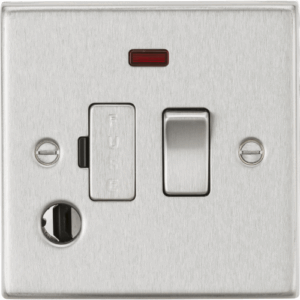 Knightsbridge Brushed Chrome 13A Switched Fused Spur Unit with Neon & Flex Outlet