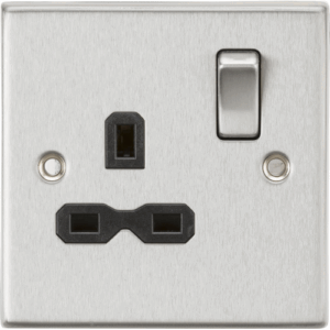 Knightsbridge Brushed Chrome 13A 1G DP Switched Socket with Insert