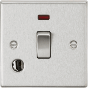 Knightsbridge Brushed Chrome 20A 1G DP Switch with Neon & Flex Outlet