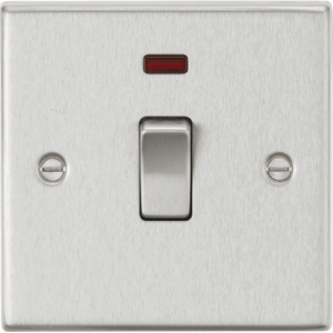 Knightsbridge Brushed Chrome 20A 1G DP Switch with Neon