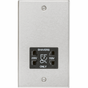 Knightsbridge Brushed Chrome 115/230V Dual Voltage Shaver Socket with Insert