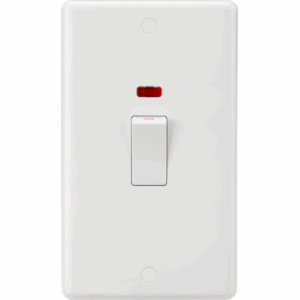 Knightsbridge Curved Edge White 45A DP Switch with Neon (2G size) Rocker