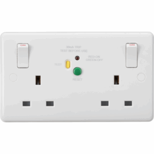 Knightsbridge White 13A 2G DP RCD Switched Socket 30mA (Type A)