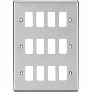 Knightsbridge Brushed Chrome 12G Grid Faceplate Rounded Edge
