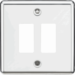 Knightsbridge Polished Chrome 2G Grid Faceplate Rounded Edge