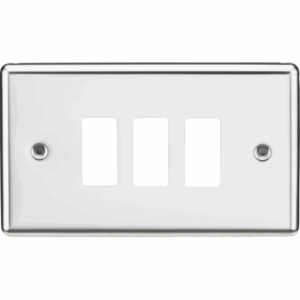 Knightsbridge Polished Chrome 3G Grid Faceplate Rounded Edge