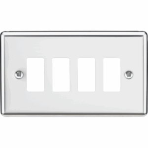 Knightsbridge Polished Chrome 4G Grid Faceplate Rounded Edge