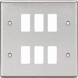 Knightsbridge Brushed Chrome 6G Grid Faceplate Rounded Edge