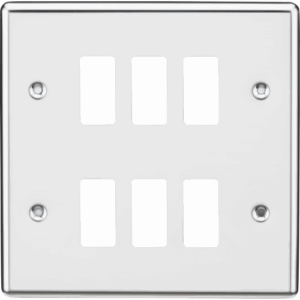 Knightsbridge Polished Chrome 6G Grid Faceplate Rounded Edge