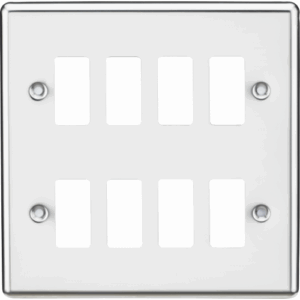 Knightsbridge Polished Chrome 8G Grid Faceplate Rounded Edge
