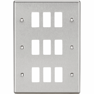 Knightsbridge Brushed Chrome 9G Grid Faceplate Rounded Edge