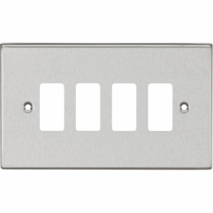 Knightsbridge Brushed Chrome 4G Grid Faceplate