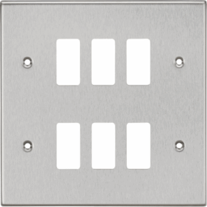 Knightsbridge Brushed Chrome 6G Grid Faceplate