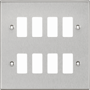 Knightsbridge Brushed Chrome 8G Grid Faceplate