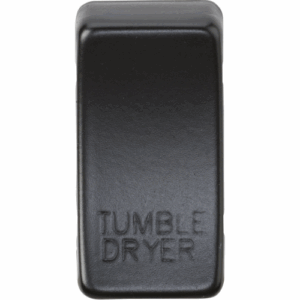 Knightsbridge Matt Black Switch cover marked TUMBLE DRYER