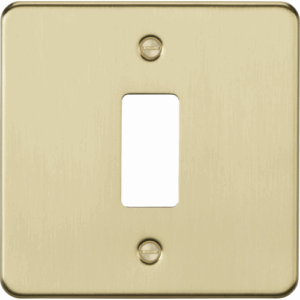 Knightsbridge Brushed Brass 1G grid faceplate