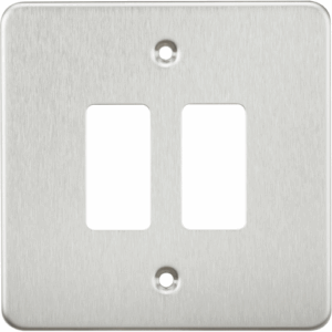 Knightsbridge Brushed Chrome Flat plate 2G grid faceplate