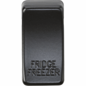 Knightsbridge Matt Black Switch cover marked FRIDGE FREEZER