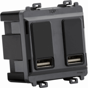 Knightsbridge Anthracite Dual USB charger module (2 x grid positions) 5V 2.4A (shared)