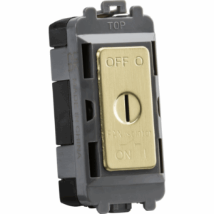 Knightsbridge Brushed Brass 10A fan Isolator key switch module