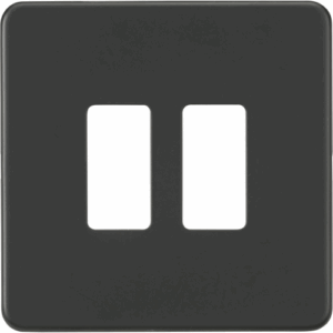 Knightsbridge Anthracite Screwless 2G grid faceplate