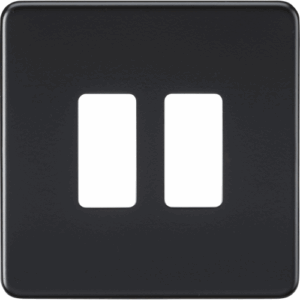 Knightsbridge Matt Black Screwless 2G grid faceplate