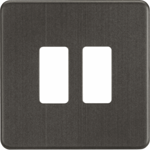 Knightsbridge Smoked Bronze Screwless 2G grid faceplate