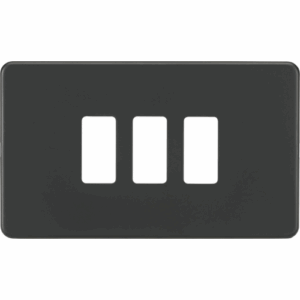 Knightsbridge Anthracite Screwless 3G grid faceplate